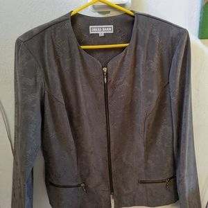 Tailored, zippered faux suede jacket